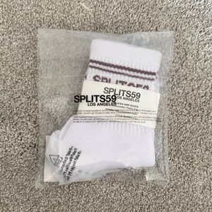 Splits59 White Crew Socks with Maroon Stripe Accent